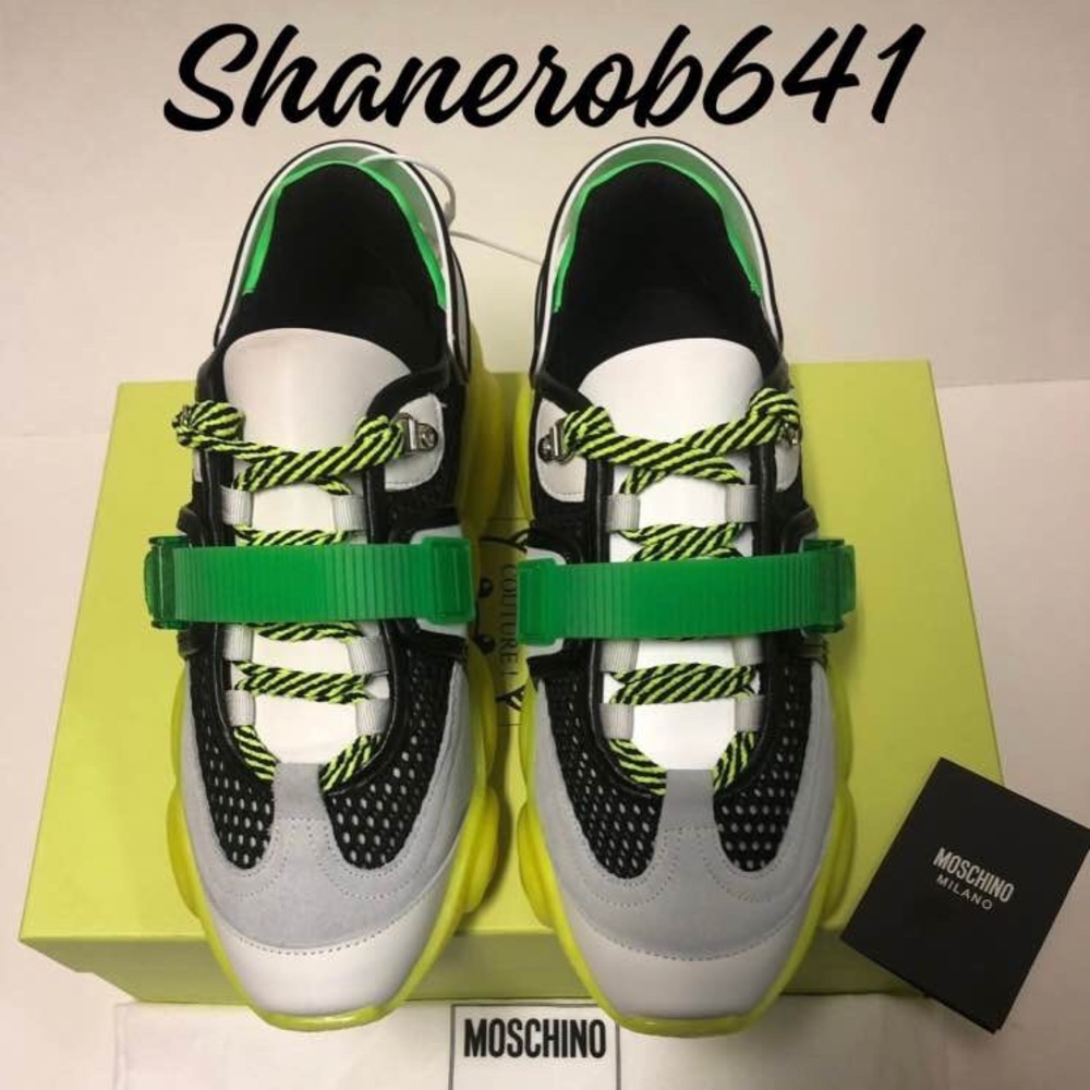 Moschino Cloud Trainers Neon Green Black  Women Size 7 NDS BTS